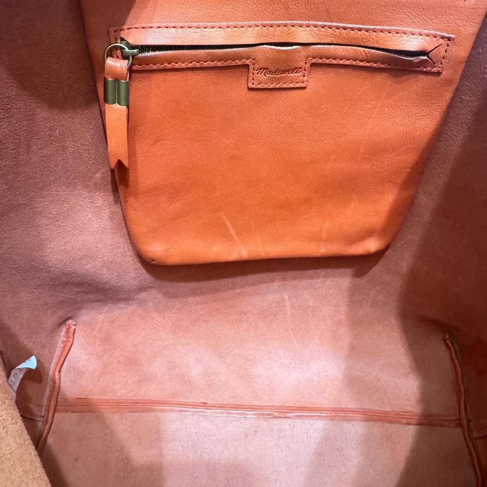 Madewell Transport Tote Women Large Orange Leather Good Minimalist Shoulder Bag - Picture 9 of 15